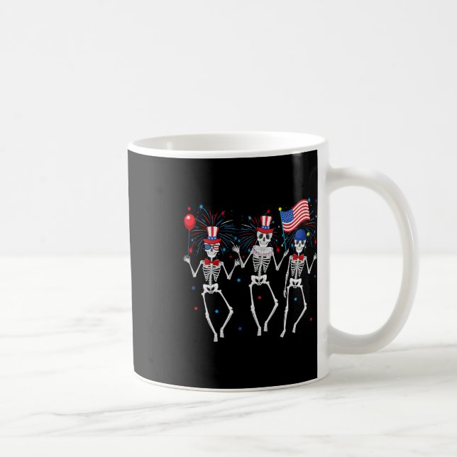 Skeletons 4th Of July Funny Independence Day 1  Coffee Mug (Right)