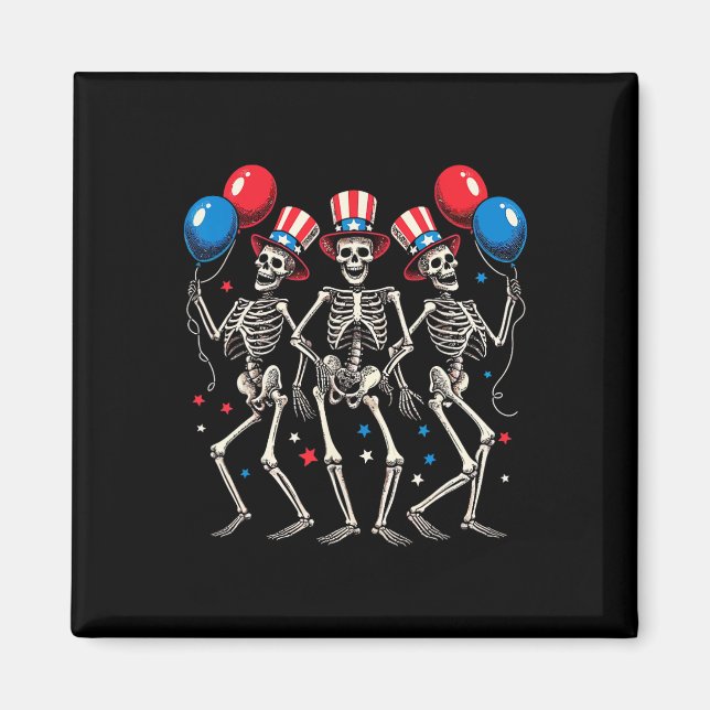 Skeletons 4th Of July Funny Independence Day 2  Magnet (Front)