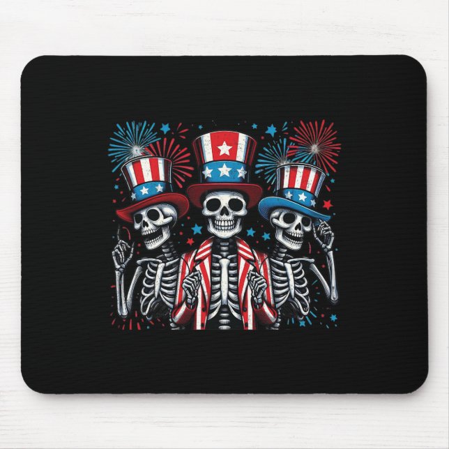 Skeletons 4th Of July Funny Independence Day 3  Mouse Pad (Front)