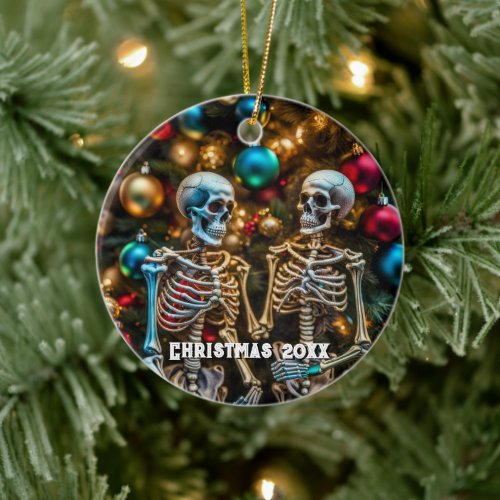 Skeletons and Colorful Ornaments Christmas 