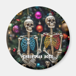 Skeletons and Colorful Ornaments Christmas  Magnet
