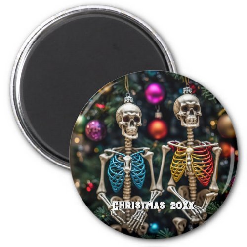 Skeletons and Colorful Ornaments Christmas  Magnet