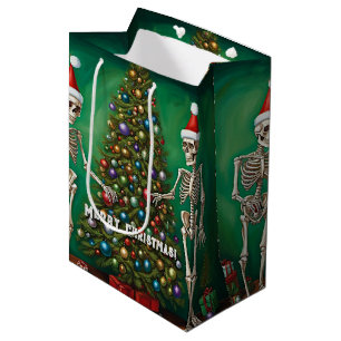 Skeletons and Colorful Ornaments Christmas  Medium Gift Bag
