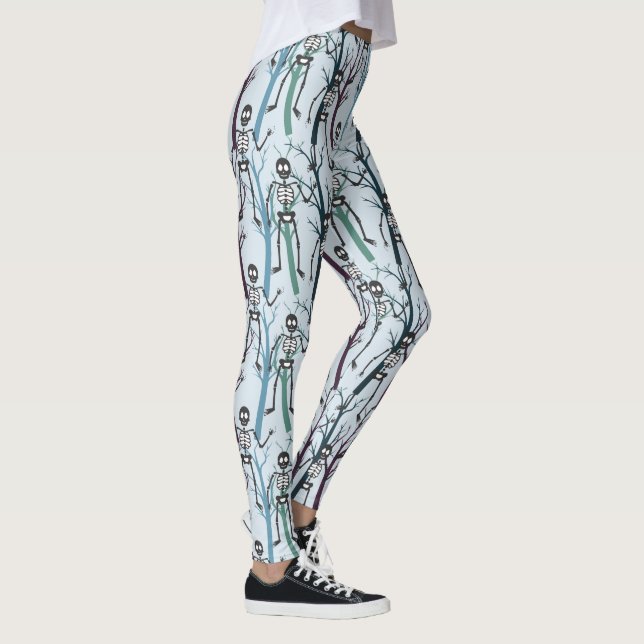 Skeletons and Dead Trees On Blue Leggings (Right)