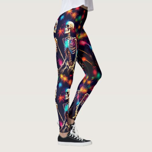 Skeletons and Fireworks Leggings