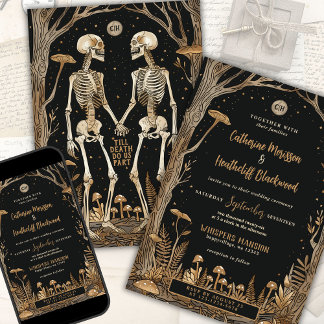 Skeletons and Mushrooms Till Death Wedding Invitation