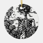 Skeletons and Roses Ceramic Ornament