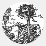 Skeletons and Roses Classic Round Sticker