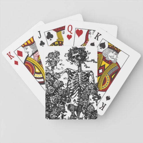 Skeletons and Roses Playing Cards