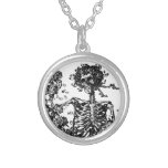 Skeletons and Roses Silver Plated Necklace