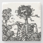Skeletons and Roses Stone Coaster