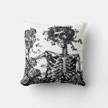 Skeletons and Roses Throw Pillow