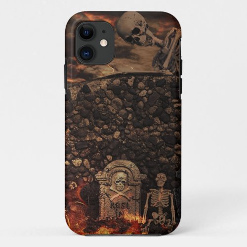 skeletons and tombstones iPhone 11 case