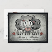Skeletons Black Gray White SAVE THE DATE Announcement Postcard (Front/Back)