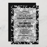 Skeletons Black Halloween Party Invitations<br><div class="desc">Skeletons on a black background and your party details in chic lettering,  these invitations are fun for a Halloween costume party invitations,  Halloween birthday party invitations,  just change the wording to fit your occasion.</div>