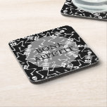 Skeletons BONE APPÉTIT Beverage Coaster<br><div class="desc">Skeletons on a black background and BONE APPÉTIT in chic lettering,  these cork backed hard plastic coasters are fun for your Halloween party or home decor. MATCHING items in our store.</div>