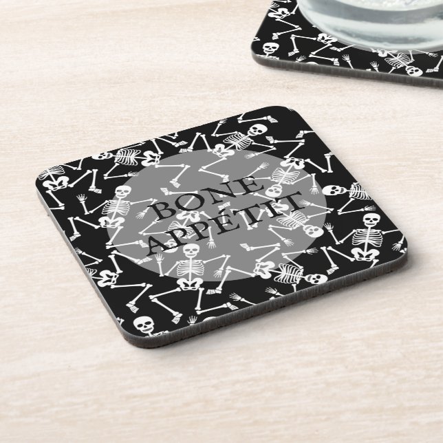 Skeletons BONE APPÉTIT Beverage Coaster (Left Side)