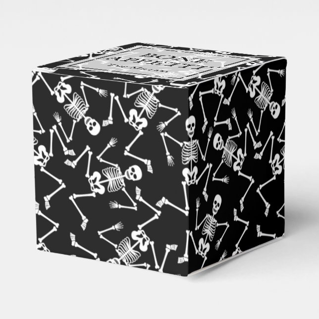 Skeletons BONE APPÉTIT Black Favor Boxes (Front Side)