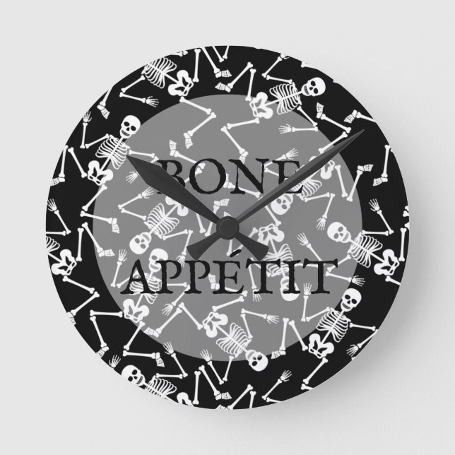 Skeletons BONE APPÉTIT Round Clock (Front)