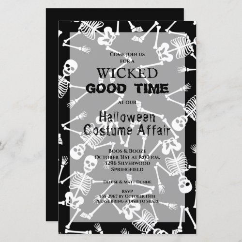 Skeletons Budget Halloween Invitations