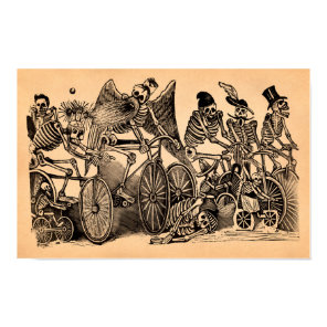 Skeletons (Calaveras) Riding Bicycles Poster