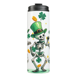 Skeletons Celebrating St. Patrick's Day Thermal Tumbler