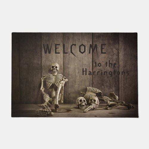 Skeletons custom text door mat