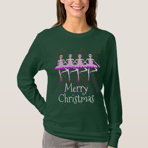 Skeletons Dancing Ballet Christmas T_Shirt