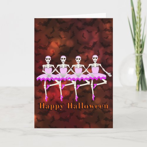 Skeletons Dancing Ballet Happy Halloween Card
