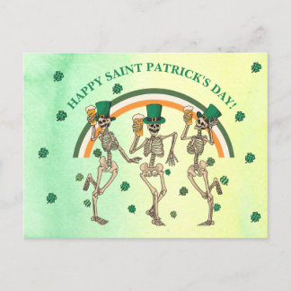 Skeletons Dancing Happy Saint Patrick's Day  Postcard