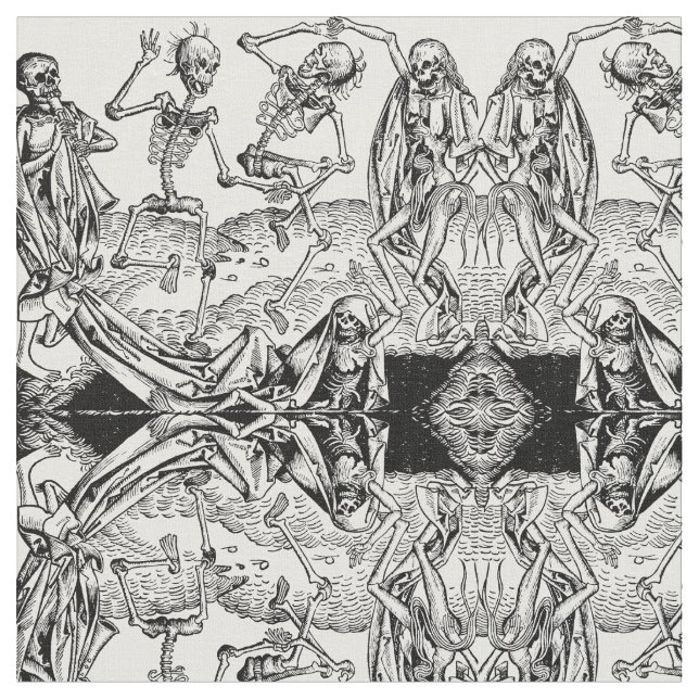 Skeletons Danse Macabre Fabric (Close Up)
