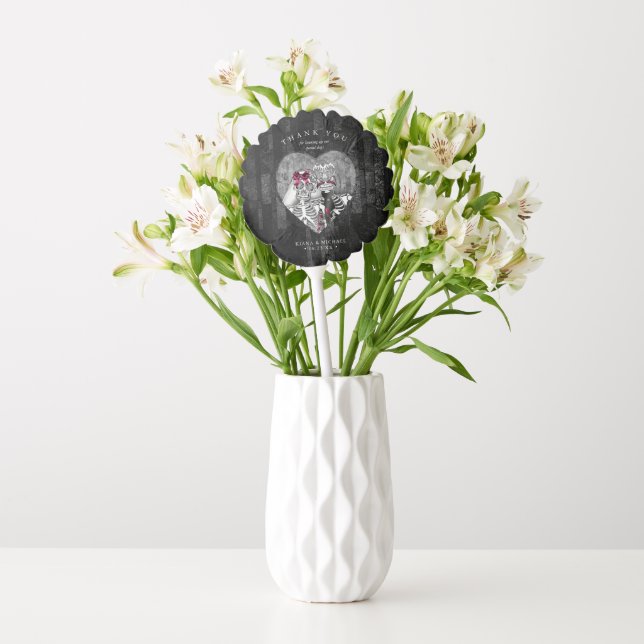 Skeletons Gothic Thank You Burgundy ID866 Balloon (Vase)