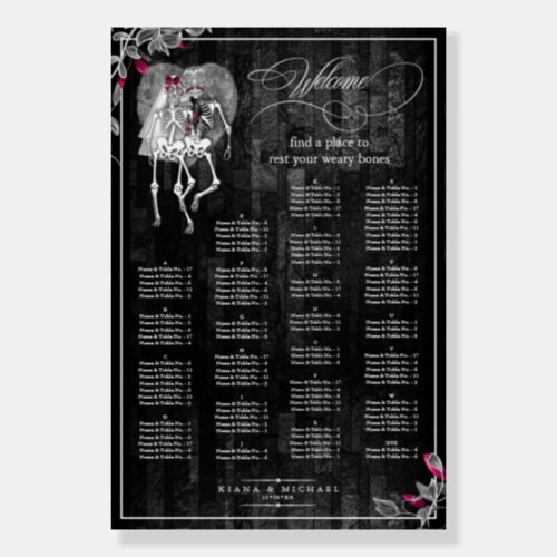 Skeletons Gothic Wedding Seating Chart ID866 Foam Board