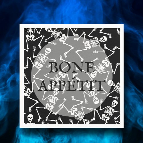 Skeletons Halloween Black Napkins