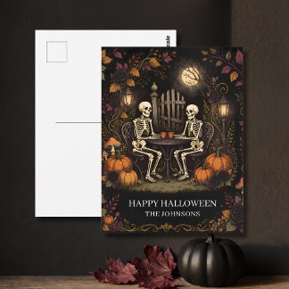 Skeletons Halloween Evening Postcard