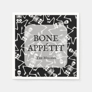 Skeletons Halloween Party Black Napkins