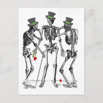Skeletons Hanging Out In Hats Vintage Print Postcard by CreativeContribution at Zazzle