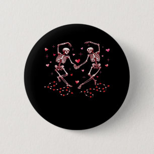 Skeletons Holding Hands Heart Valentines Day Desig Button