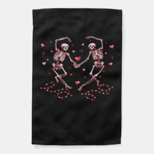 Skeletons Holding Hands Heart Valentines Day Desig Garden Flag