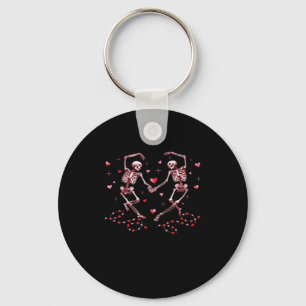 Skeletons Holding Hands Heart Valentines Day Desig Keychain