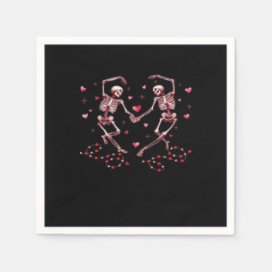 Skeletons Holding Hands Heart Valentines Day Desig Napkins