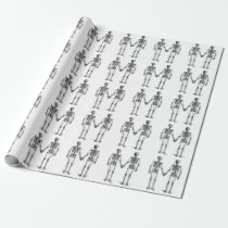 Skeletons Holding Hands Wrapping Paper