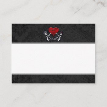 Skeletons Holding Red Heart Blank Place Cards by juliea2010 at Zazzle