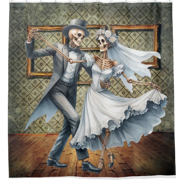 Skeletons In Love Wedding Dance Shower Curtain (Front)