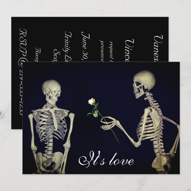 Skeletons in Love Wedding Invitation (Front/Back)