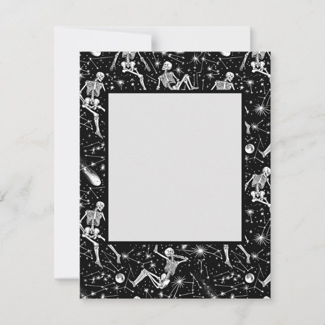 Skeletons in space background  holiday card (Front)