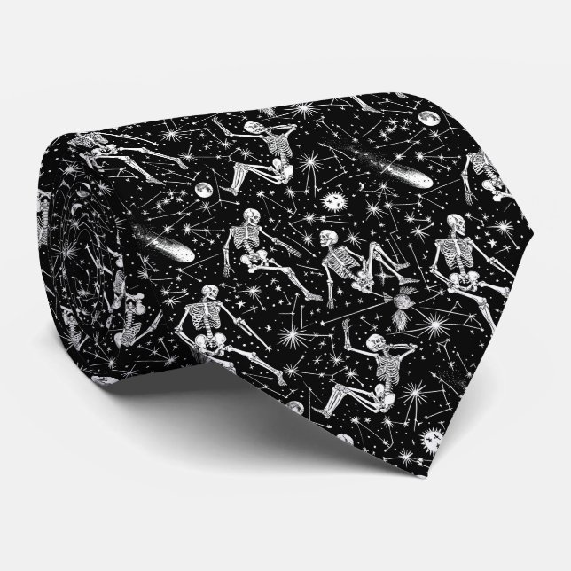 Skeletons in space background  neck tie (Rolled)