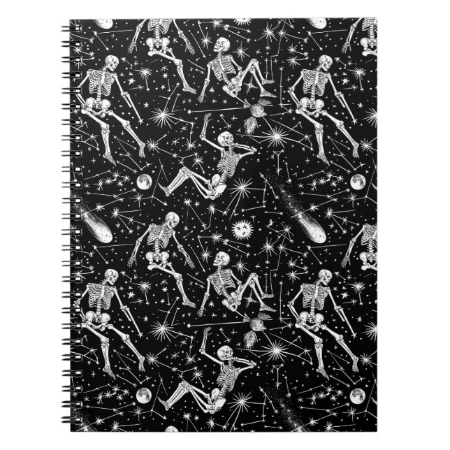 Skeletons in space background  notebook (Front)