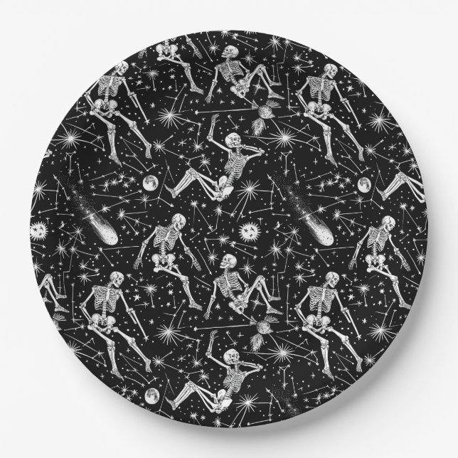Skeletons in space background  paper plates (Front)