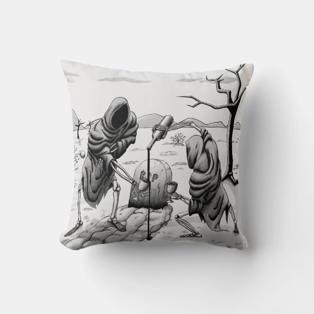Skeletons in the desert throw pillow (Front)